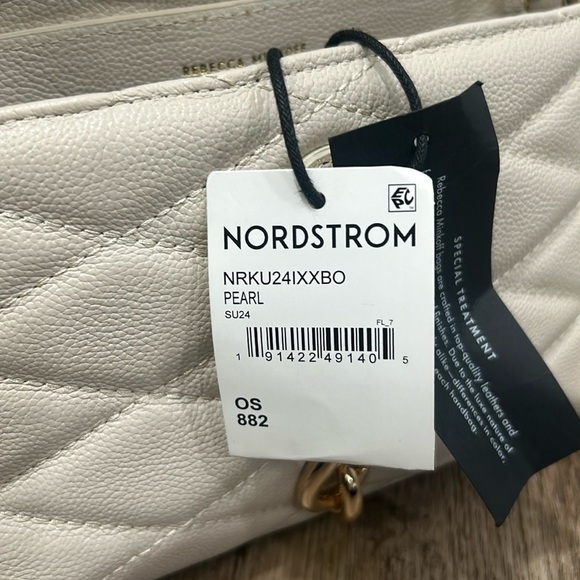 NWT- Rebecca Minkoff Edie Quilted Leather Crossbody w/Gold Chain Hardware Pearl - Picture 10 of 10